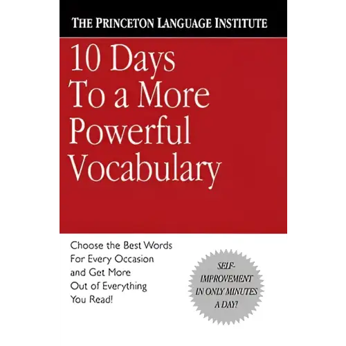 Rood hardcover boek 10 days to a more powerful vocabulary van Princeton Language Institute voor woordenschatverbetering