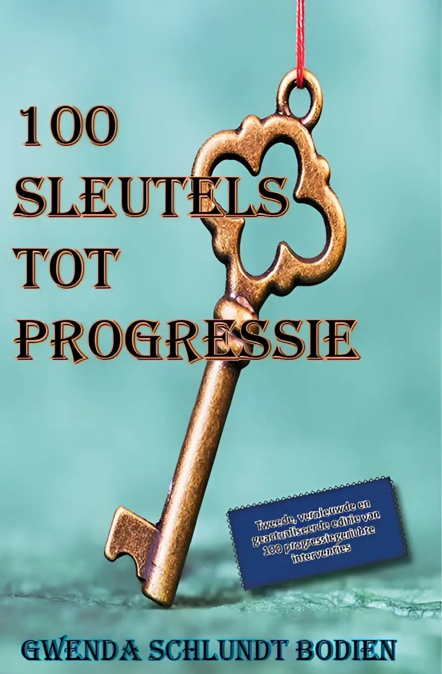 Antieke messingkleurige sleutel aan rode draad voor inspiratieboekje 100 sleutels tot progressie voor progressiegerichte professionals