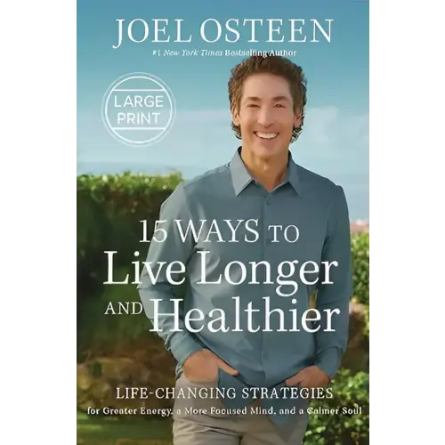 De boekomslag toont een glimlachende man in een lichtblauw overhemd met de titel 15 ways to live longer and healthier