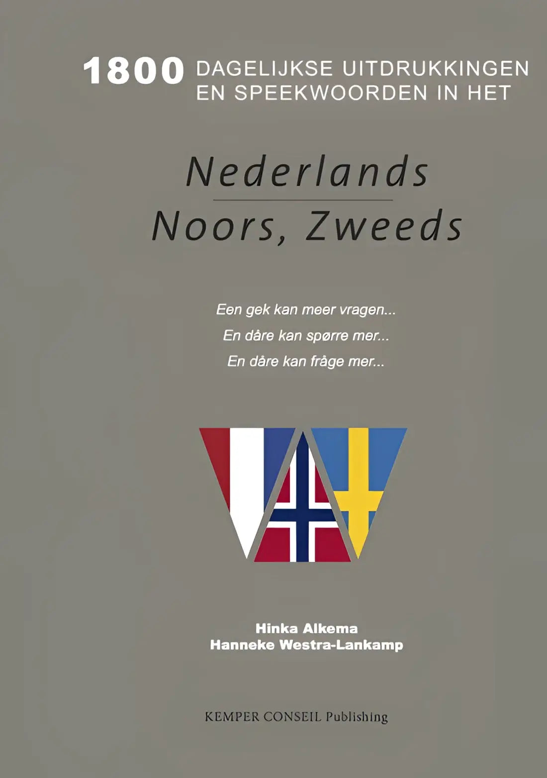 Grijze boekcover 1800 dagelijkse uitdrukkingen en spreekwoorden Nederlands Noors Zweeds