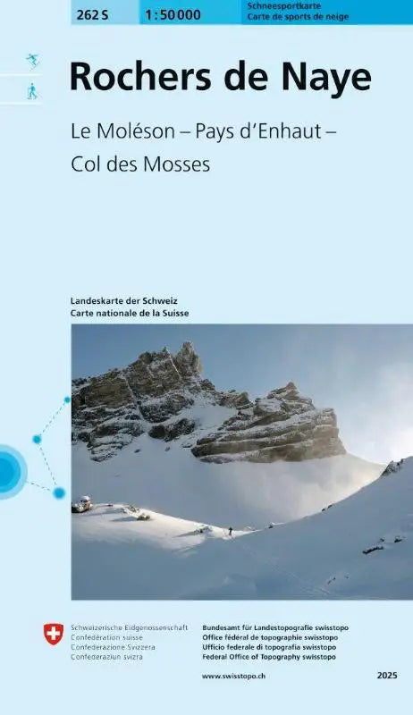 Sneeuwbedekte bergtop met steile helling en ruige kammen op 262s rochers de naye schneesportkarte voor col des mosses