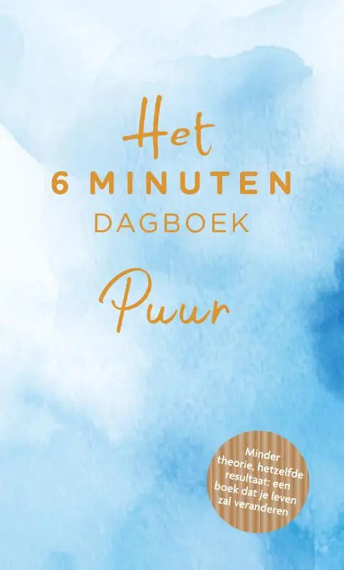 Een zachtblauw minuten dagboek puur met gouden letters het 6 minuten dagboek puur dat je leven zal veranderen