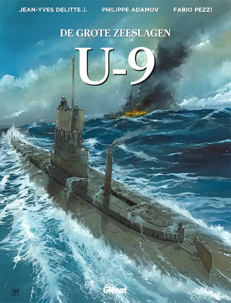 De omslag toont een gedetailleerde illustratie van de Duitse U-9 onderzeeër in grijstonen met metalen accenten