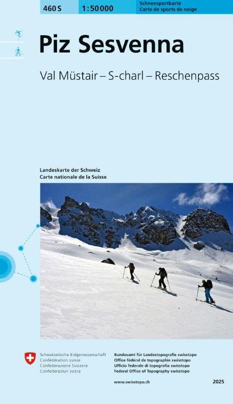 460S Piz Sesvenna Schneesportkarte - Val Müstair - S-charl - Reschenpass