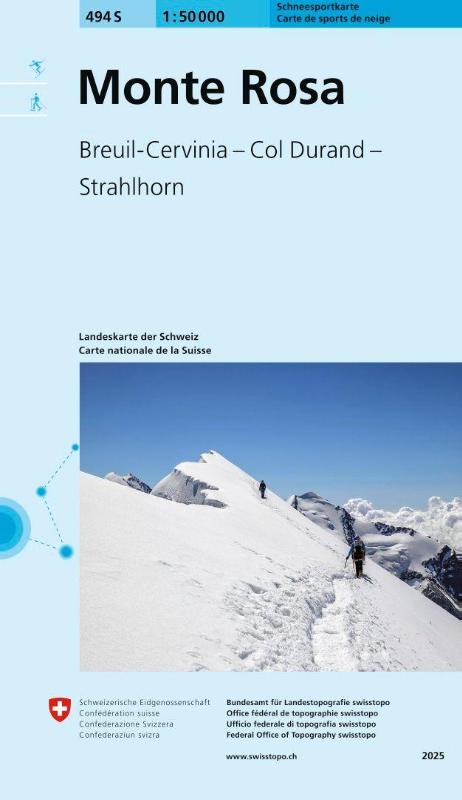 494S Monte Rosa Schneesportkarte - Breuil-Cervinia - Col Durand - Strahlhorn