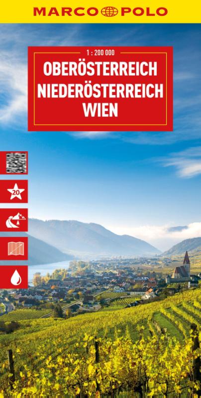 MARCO POLO Reisekarte Österreich 01 Oberösterreich, Niederösterreich, Wien 1:200.000 - mit nördlichem Burgenland