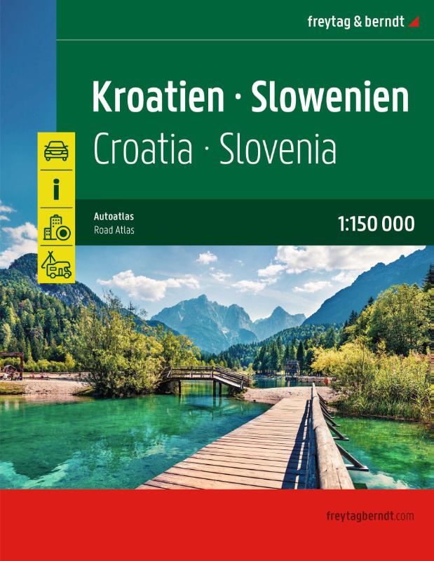 Kroatien - Slowenien, Autoatlas 1:150.000, freytag & berndt - Straßenatlas mit Spiralbindung