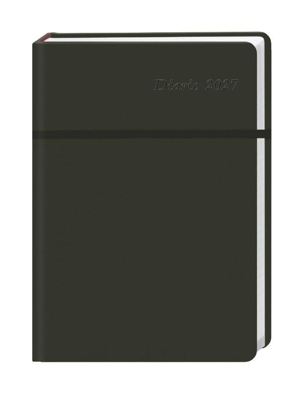Diario Wochen-Kalenderbuch A6, schwarz 2027 - Schwarzer Terminkalender 2027. Buch-Kalender mit Lesebändchen und Gummiband. Taschenkalender zum Planen von Terminen.