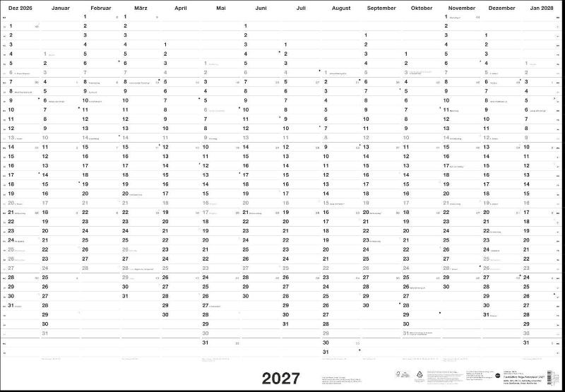 Black&White Mega-Posterplaner 2027 - Beidseitig bedruckter Wandkalender im schlichten Schwarzweiß-Design. Verwendung im Hoch- oder Querformat möglich. Praktische 68 x 98 cm fürs Büro