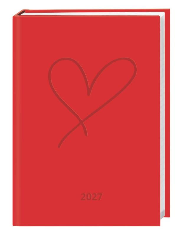 Kalenderbuch A6 koralle 2027 - Praktischer Planer für den Alltag mit Wochen-Kalendarium. Taschenkalender im fröhlichen Rot mit Platz für Termine und Notizen im Format 11,5 x 16,3 cm