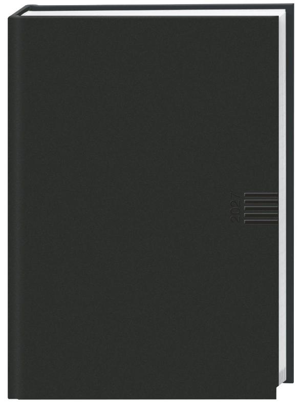 Tages-Cheftimer A5, schwarz 2027 - Schwarzer Terminkalender mit Tageskalender. Buch-Kalender mit Lesebändchen und Eckperforation. Wattierter Taschenkalender zum Planen von Terminen.
