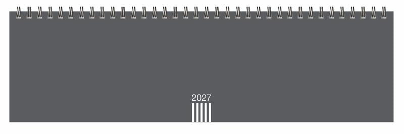 Wochenquerplaner, anthrazit 2027 - Praktischer Tischquerkalender zum Umklappen. Zeitloser Spiral-Kalender 2027 fürs Büro. Wochenplaner für den Schreibtisch.
