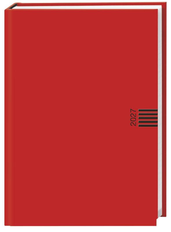 Tages-Cheftimer A5, rot 2027 - Roter Terminkalender mit Tageskalender. Buch-Kalender mit Lesebändchen und Eckperforation. Wattierter Taschenkalender zum Planen von Terminen.