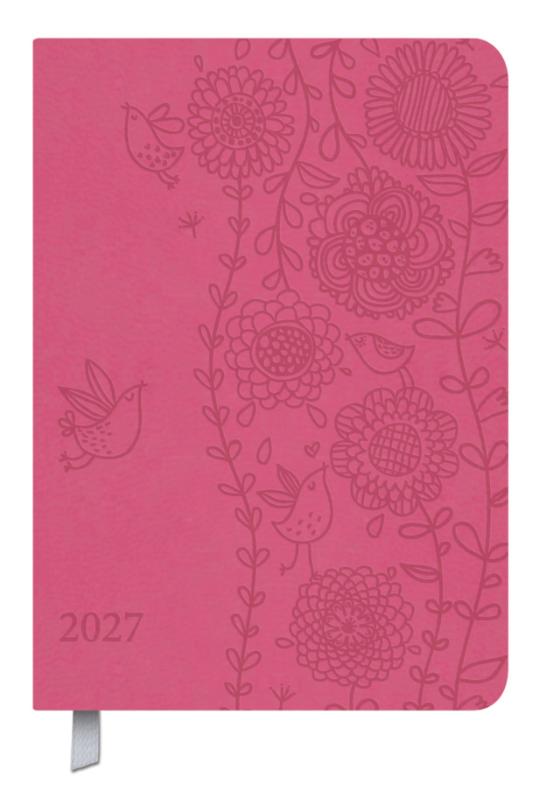 Timer Soft Touch pink 2027 - Terminplaner in Lederoptik. Terminkalender mit Wochenübersicht und Lesezeichenband. Taschenkalender im Format: 11 x 16 cm
