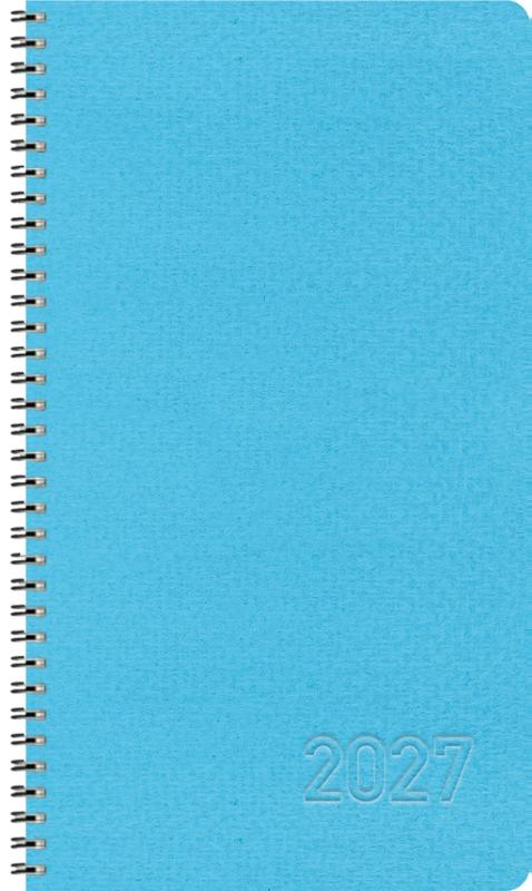 Taschenkalender Wochentimer Small Blau 2027 - Terminplaner mit Wochenkalendarium. Ringbuch mit Hardcover. 1 Woche 2 Seiten. 8,7 x 15,3 cm