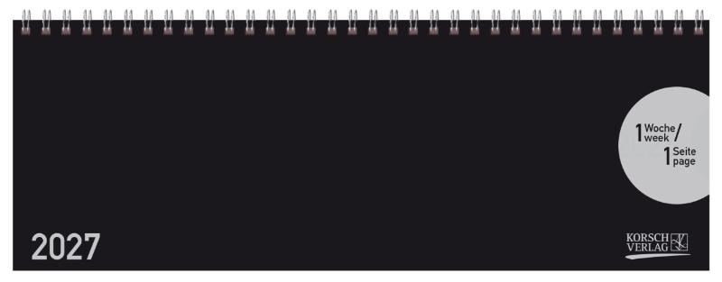 Tischquerkalender Classic Colourlux schwarz 2027 - 1 Woche 1 Seite; Bürokalender mit nützlichen Zusatzinformationen; Format: 29,8 x 10,5 cm