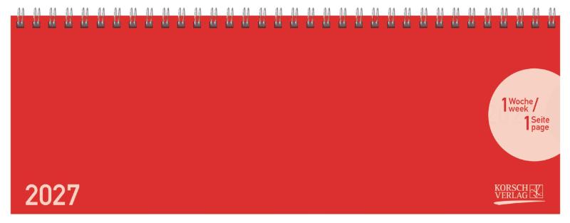 Tischquerkalender Classic Colourlux rot 2027 - 1 Woche 1 Seite; Bürokalender; Tischkalender quer im Format: 29,8 x 10,5 cm
