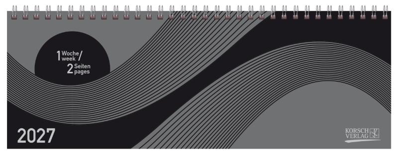 Tischkalender quer Professional Colourlux 2027 schwarz - 1 Woche auf 2 Seiten; Bürokalender; Tischquerkalender im Format: 29,8 x 10,5 cm