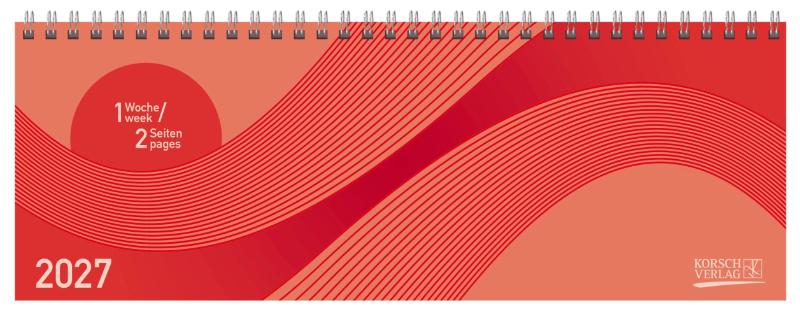 Tischkalender quer Professional Colourlux 2027 rot - 1 Woche 2 Seiten; Bürokalender; Tischquerkalender im Format: 29,8 x 10,5 cm