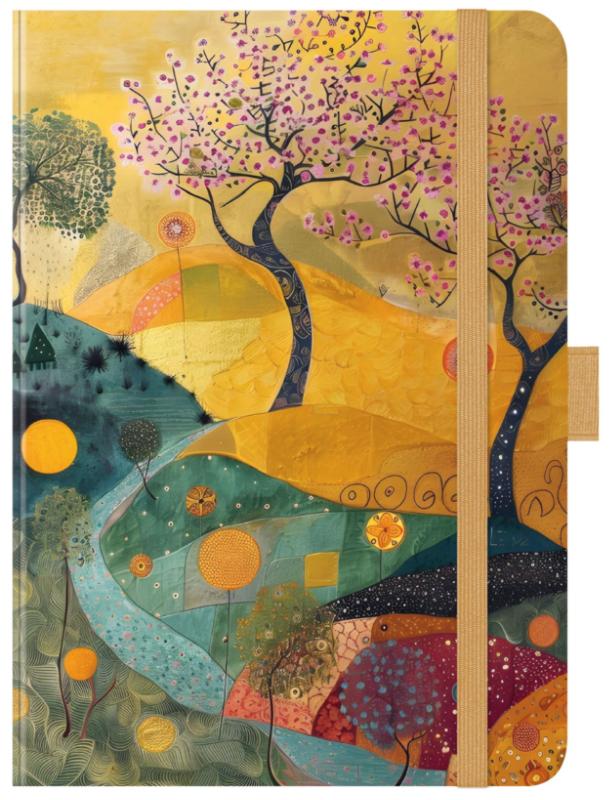 Premium Timer Big "Kirschblüte" 2027 - Hochwertiger Buchkalender. Terminplaner mit Wochenkalendarium, Gummiband und Stifthalter. 12 x 17 cm