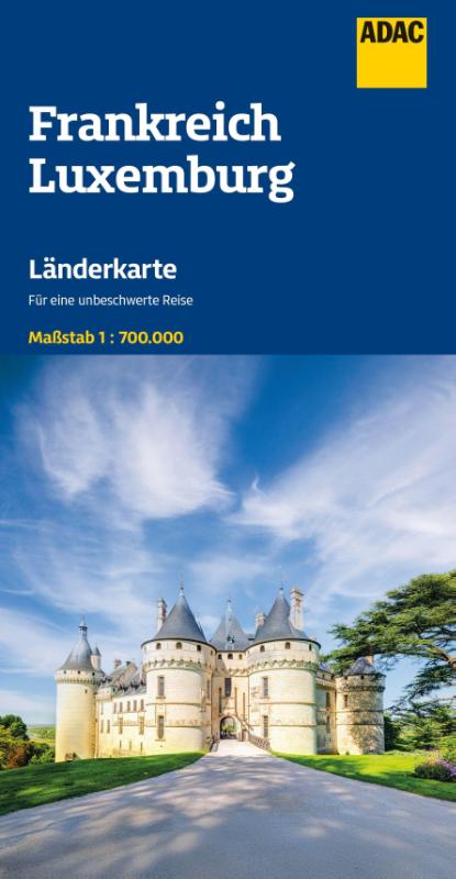 ADAC Länderkarte Frankreich, Luxemburg 1:700.000 - Straßenkarte und Autokarte