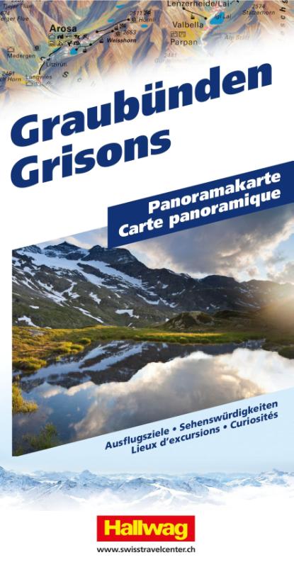 Hallwag Panoramakarte Graubünden - Faszinierende Landschaftskarte mit 3D-Darstellung