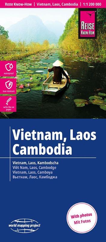 Reise Know-How Landkarte Vietnam, Laos, Kambodscha | Vietnam, Laos, Cambodia (1:1.200.000) - reiß- und wasserfest (world mapping project)