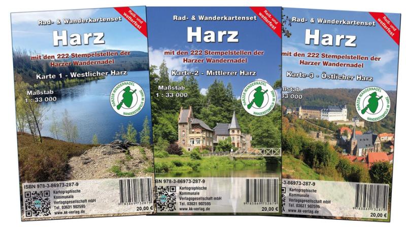 Kartenset Harz - 3-teiliges wetterfestes Kartenset vom gesamten Harz