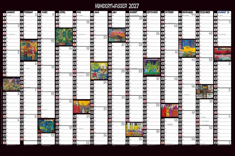 Hundertwasser Jahresplaner Art 2027 - Wandplaner