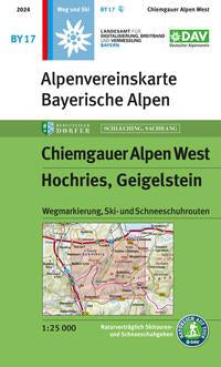 Chiemgauer Alpen West, Hochries, Geigelstein - Topographische Karte 1:25.000 mit Wegmarkierung, Ski- und Schneeschuhrouten