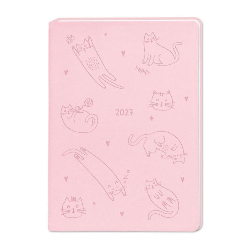 Terminplaner Lederlook 2027 Rosa - Terminplaner Lederlook A6