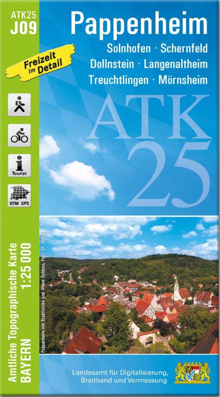 ATK25-J09 Pappenheim (Amtliche Topographische Karte 1:25000) - Solnhofen, Schernfeld, Dollnstein, Langenaltheim, Treuchtlingen, Mörnsheim