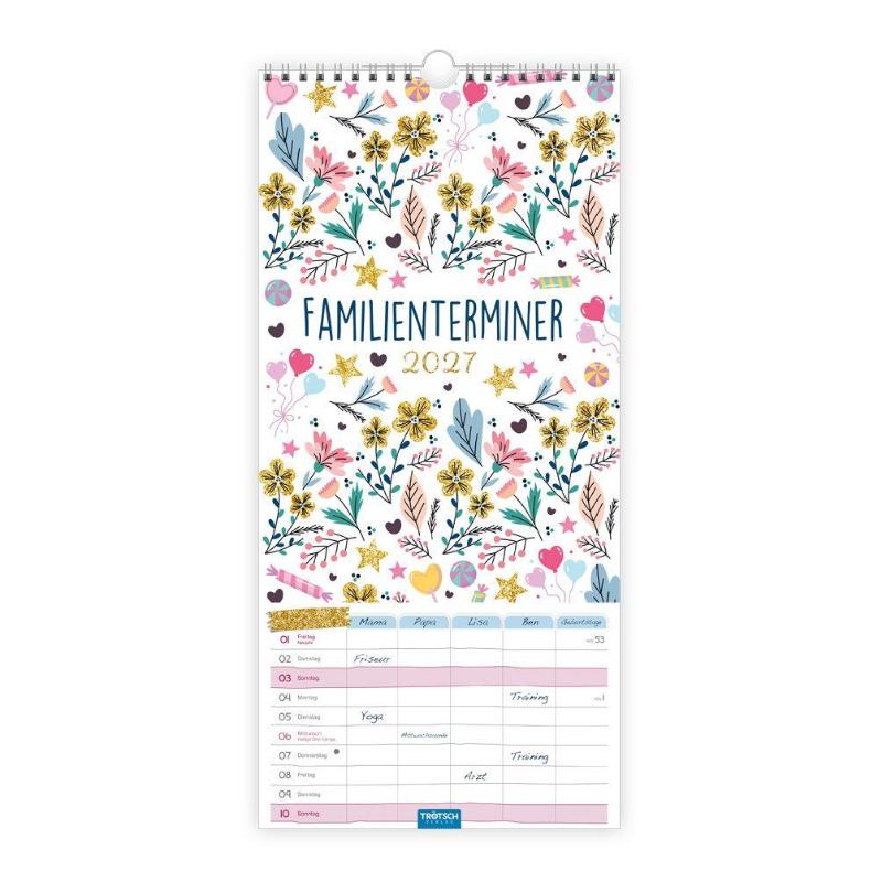 TRÖTSCH - Familienkalender Familienterminer 2027 - Wandkalender