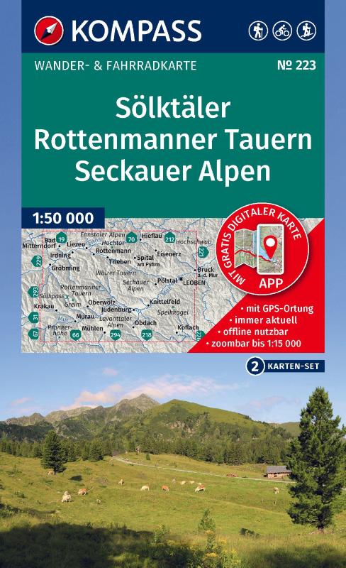 KOMPASS Wanderkarten-Set 223 Sölktäler, Rottenmanner Tauern, Seckauer Alpen (2 Karten) 1:55.000 - inklusive Karte zur offline Verwendung in der KOMPASS-App. Fahrradfahren. Skitouren.