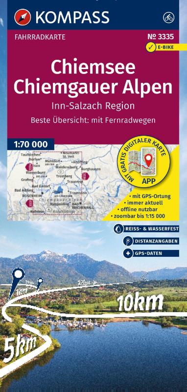 KOMPASS Fahrradkarte 3335 Chiemsee, Chiemgauer Alpen, Inn-Salzach-Region 1:70.000 - reiß- und wetterfest