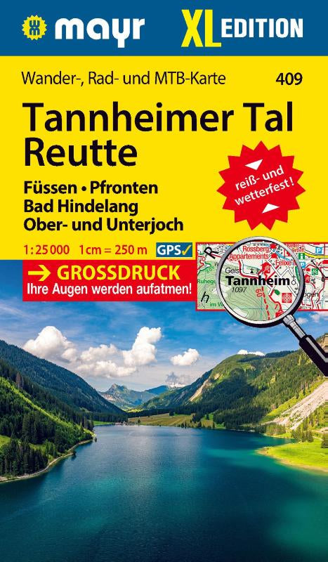 Mayr Wanderkarte Tannheimer Tal, Reutte, Füssen, Pfronten, Bad Hindelang, Ober- und Unterjoch, XL 1:25.000 - Wander-, Rad- und Mountainbikekarte, extra grossdruck, reiß- und wetterfest