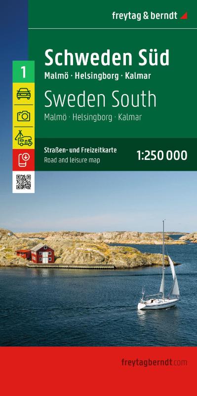 freytag & berndt Straßenkarte Schweden Süd 1:250.000 - Straßen- und Freizeitkarte Malmö - Helsingborg - Kalmar, Camping- und Stellplätze, Blatt 1