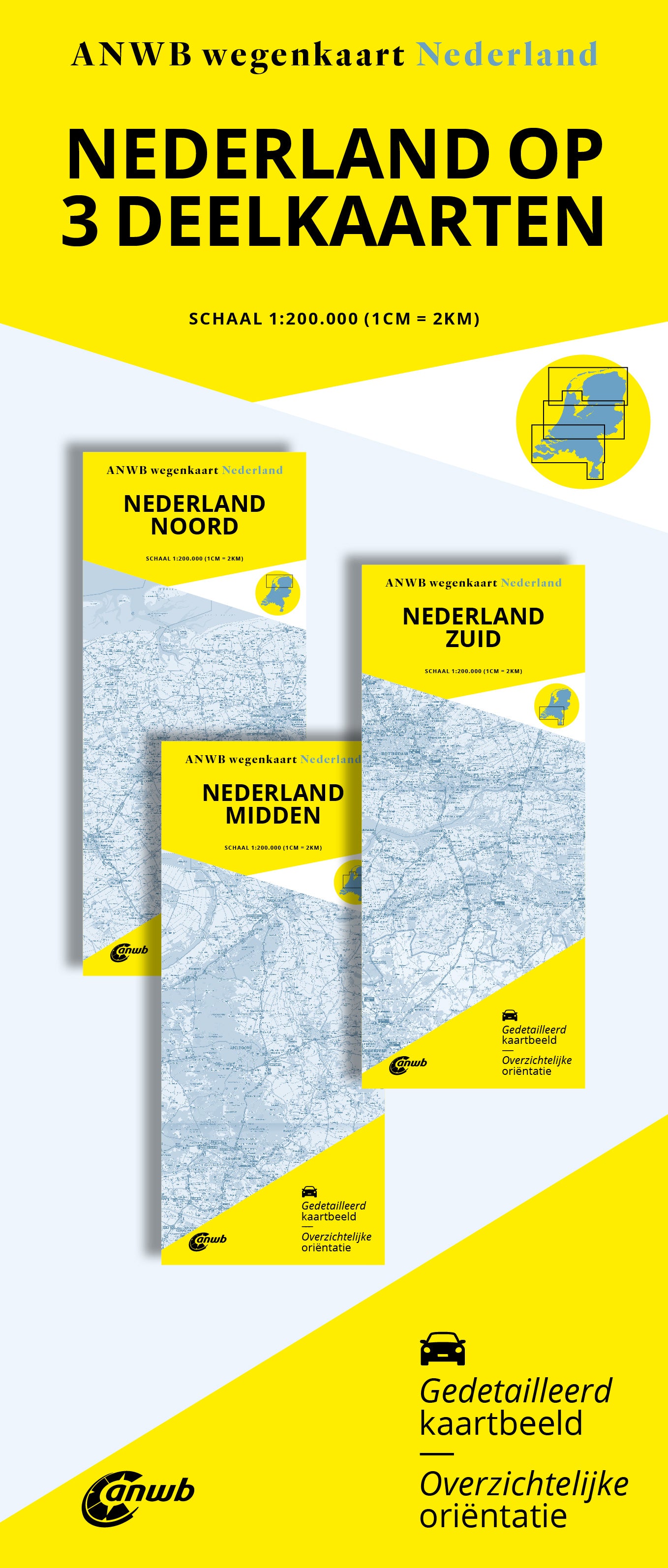 Wegenkaart Nederland Set Noord-Midden-Zuid