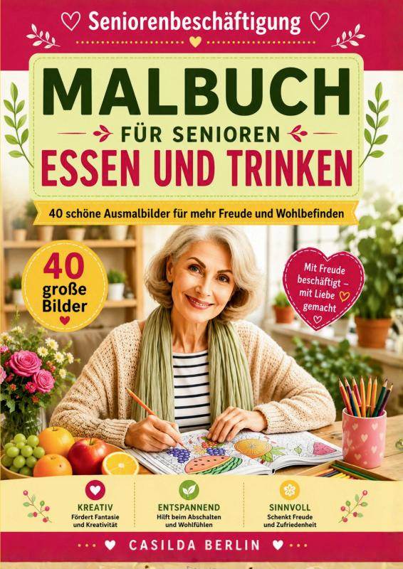 Malbuch für Senioren Essen und Trinken - Seniorenbeschäftigung