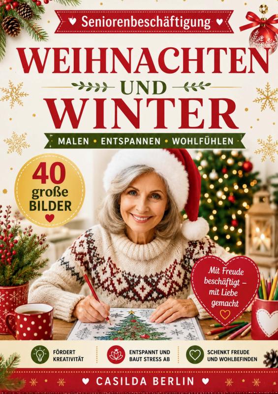 Weihnachten und Winter - Malbuch für Senioren