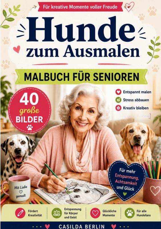 Hunde zum Ausmalen - Malbuch für Senioren