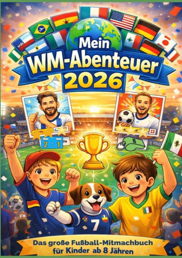Mein WM-Abenteuer 2026“ – Das große Fußball-Mitmachbuch für Kinder ab 8 Jahren - Mit Spielplänen zum Ausfüllen, kniffligen Rätseln, coolen Fakten & echten Star-Momenten – Dein perfekter Begleiter zur Fußball-Weltmeisterschaft 2026!