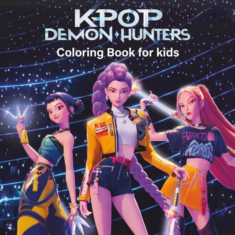 KPOP Demon Hunters Coloring Book - Cute & Cool K-Pop Coloring Book for Girls, Boys, Teens & Adults | HUNTR/X Inspired Demon Hunter Idols, Kawaii Korean Pop Stars, Sword-Wielding Heroine