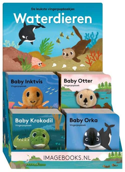 Display Vingerpopboekjes Waterdieren - 4 x 4 exemplaren