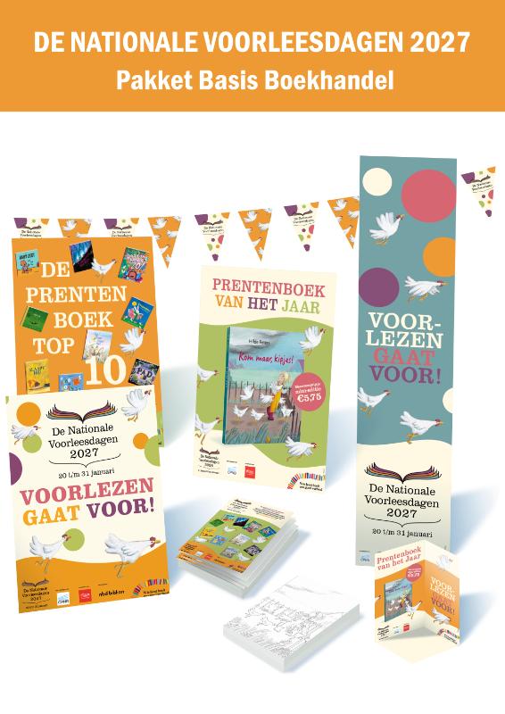 Pakket Basis De Nationale Voorleesdagen 2027 - De bestelperiode is verlopen. U kunt nog bestellen maar wordt geleverd uit de reserves. Uitlevering van producten is alleen gegarandeerd indien u besteld heeft tijdens de bestelperiode