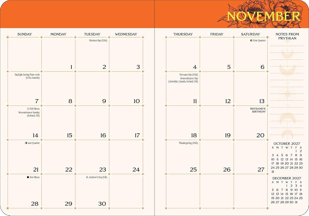 A Court of Thorns and Roses - 2027 Monthly/Weekly Planner Calendar