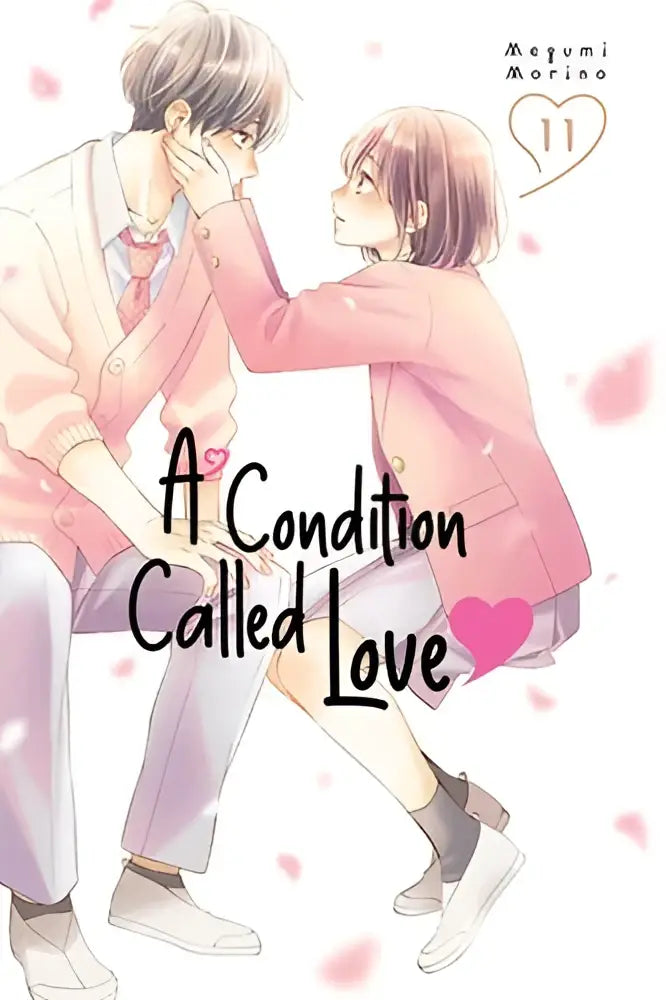 Een zachtroze geïllustreerde manga cover van condition called love 11 met een romantische scène tussen twee personages