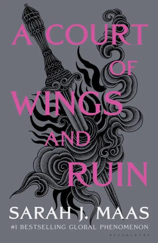 De boekomslag van a court of wings and ruin door sarah j met een donker, sprookjesachtig ontwerp voor wings and ruin fans