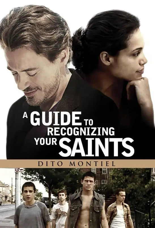 De sepiakleurige film poster van a guide to recognizing your saints met robert downey jr. door dito montiel