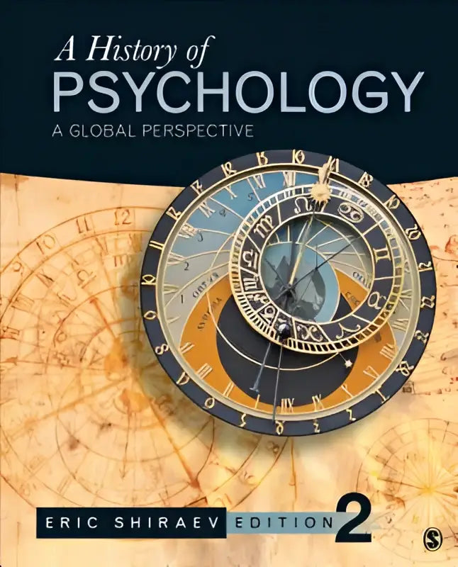 De boekomslag van a history of psychology toont een gedetailleerd astrolabium in goud en blauw op oud perkament